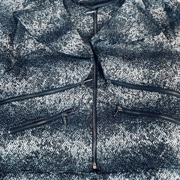 Karl Lagerfeld For Macys Impulse Black Wool Silver Spark Extra Small Moto Jacket - Picture 3 of 14